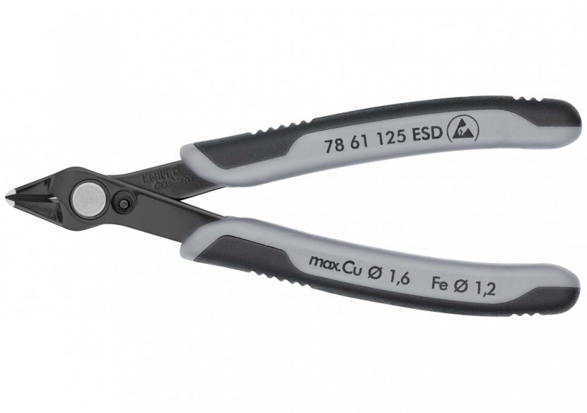 Pince coupante de précision Super Knips® 125mm - Ressort - Bi-matière ESD - Knipex - 7861125ESD