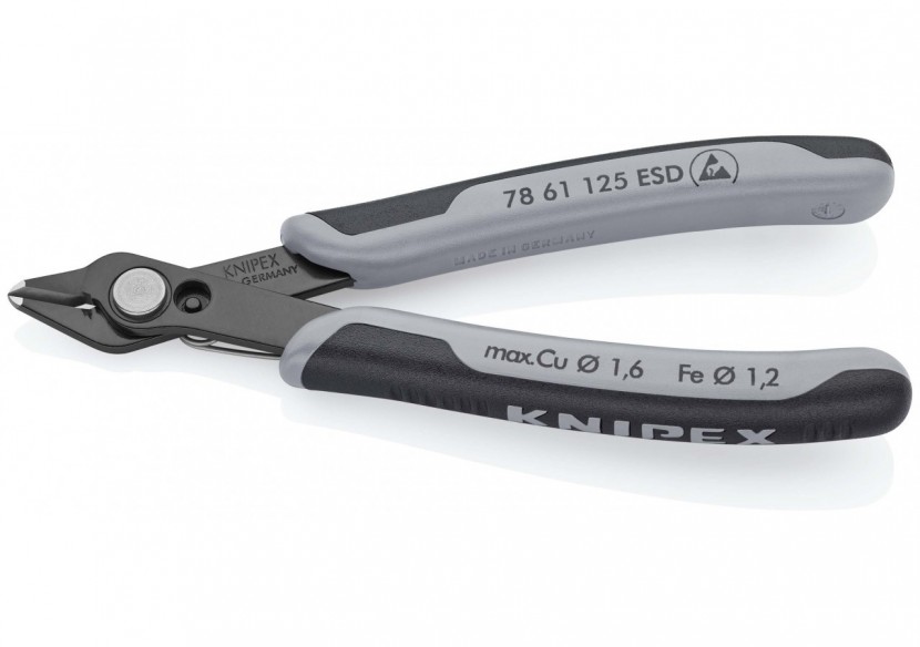 Pince coupante de précision Super Knips® 125mm - Ressort - Bi-matière ESD - Knipex - 7861125ESD