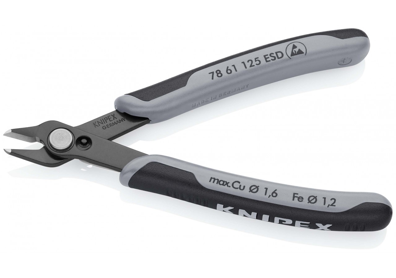 Pince coupante de précision Super Knips® 125mm - Ressort - Bi-matière ESD - Knipex - 7861125ESD