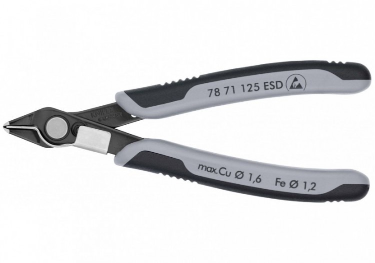Pince coupante de précision Super Knips® 125mm Ressort - Bi-matière - ESD - Knipex - 7871125ESD
