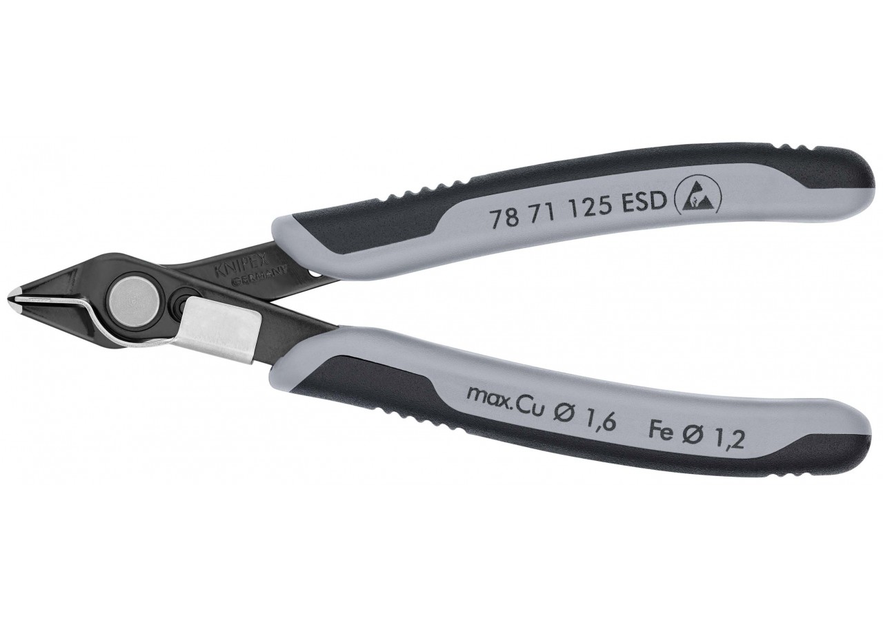 Pince coupante de précision Super Knips® 125mm Ressort - Bi-matière - ESD - Knipex - 7871125ESD