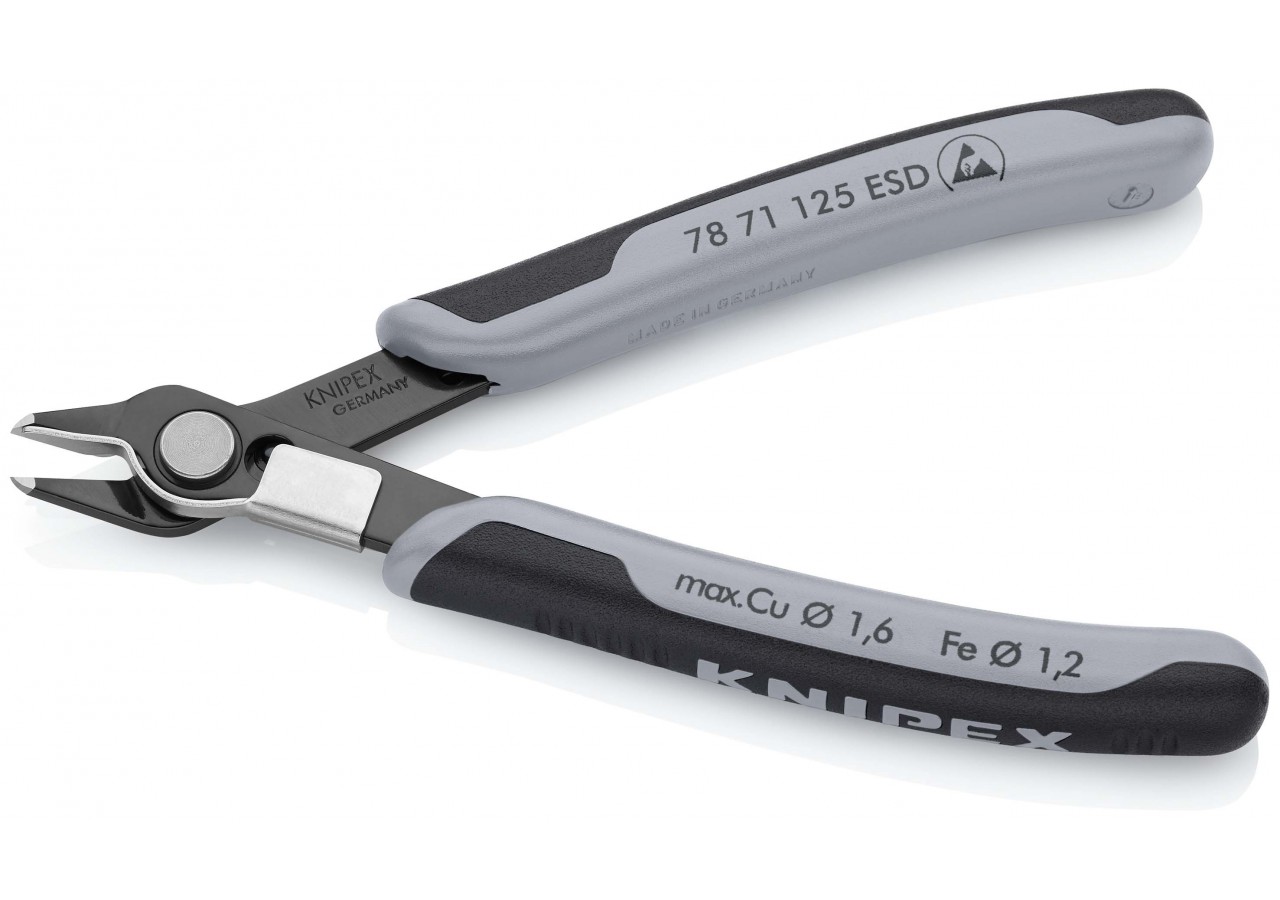 Pince coupante de précision Super Knips® 125mm Ressort - Bi-matière - ESD - Knipex - 7871125ESD