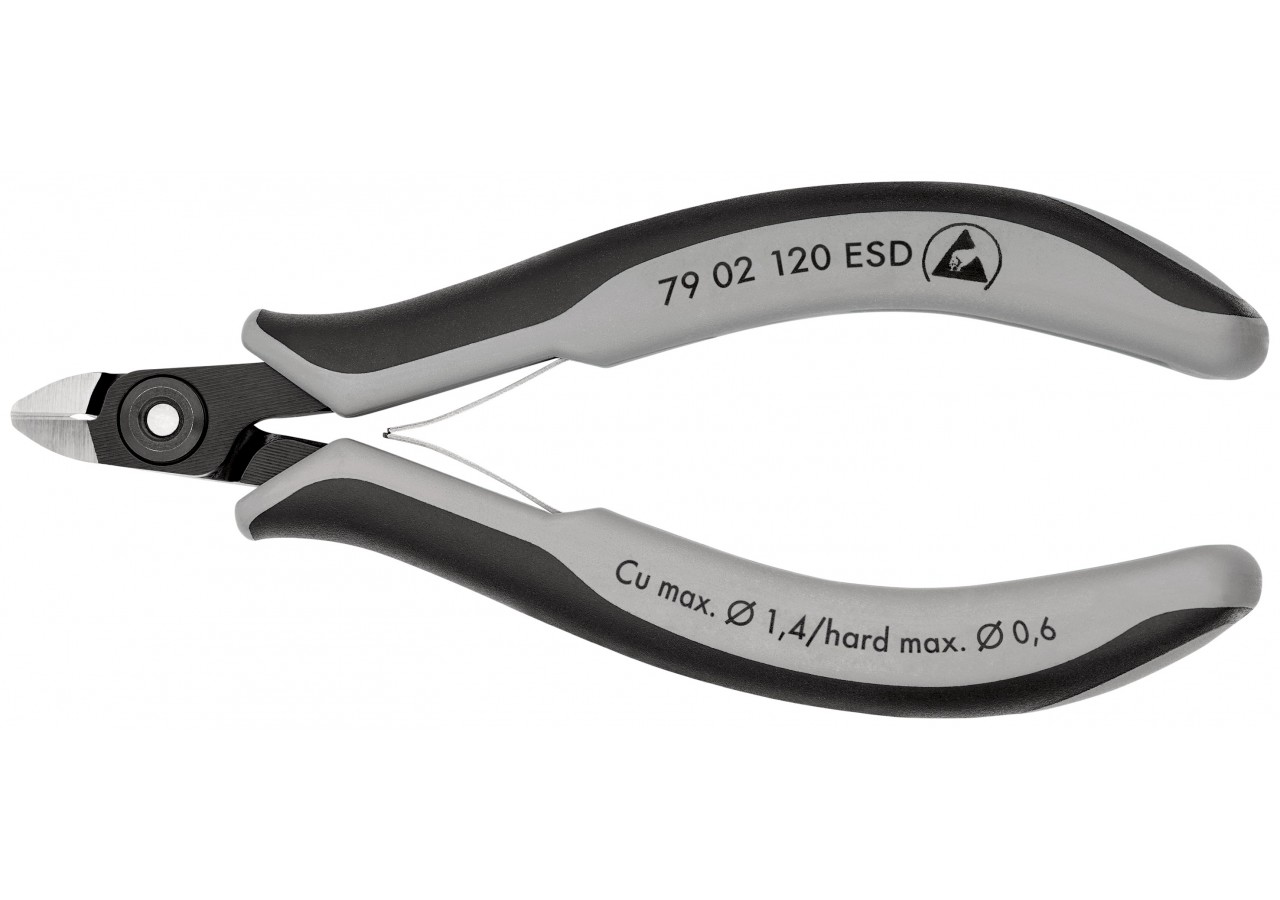 Pince coupante de précision petit biseau 120mm - Ressort - Bi-matière - ESD - Knipex - 7902120ESD