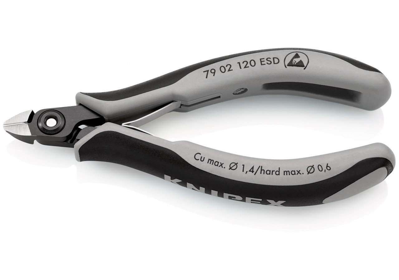 Pince coupante de précision petit biseau 120mm - Ressort - Bi-matière - ESD - Knipex - 7902120ESD