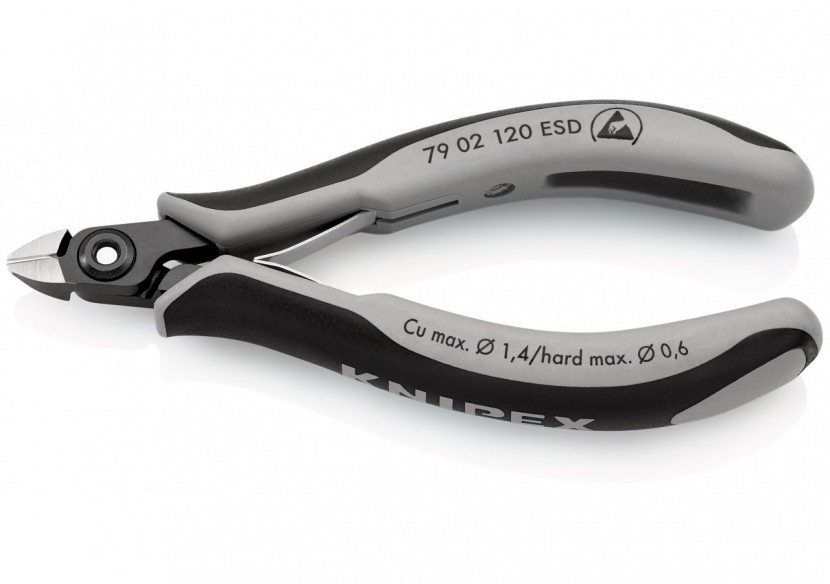 Pince coupante de précision petit biseau 120mm - Ressort - Bi-matière - ESD - Knipex - 7902120ESD