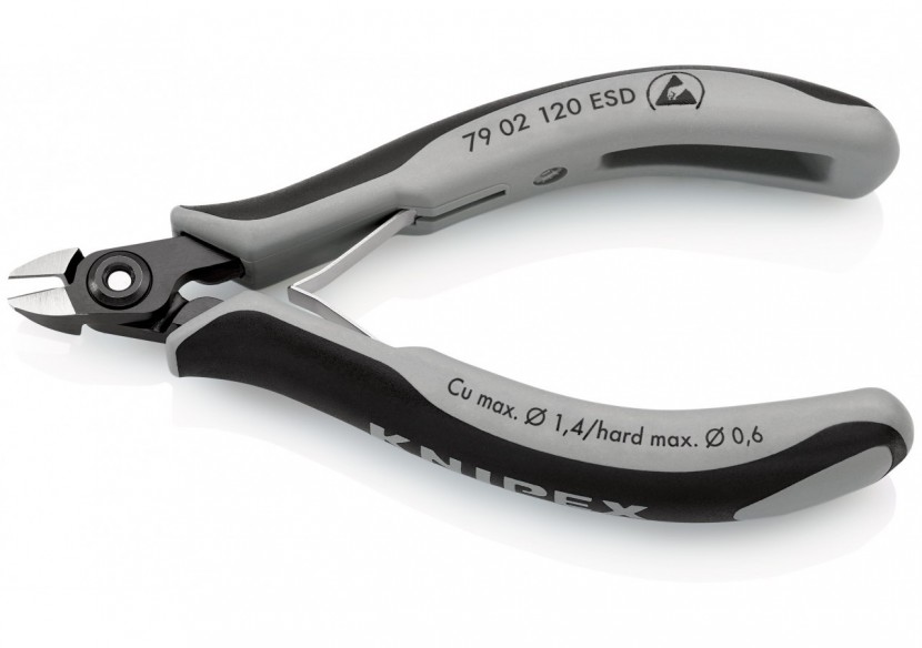 Pince coupante de précision petit biseau 120mm - Ressort - Bi-matière - ESD - Knipex - 7902120ESD
