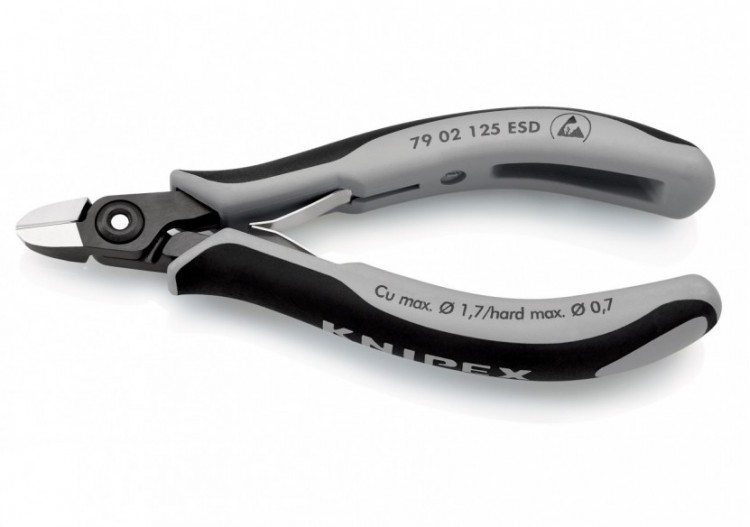 Pince coupante de précision petit biseau 125mm - Ressort - Bi-matière - ESD - Knipex - 7902125ESD 2