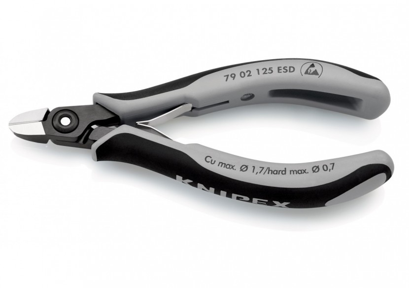 Pince coupante de précision petit biseau 125mm - Ressort - Bi-matière - ESD - Knipex - 7902125ESD