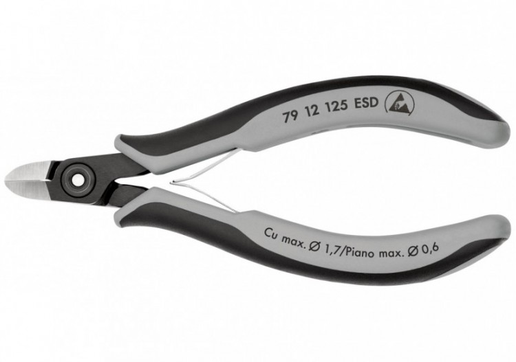 Pince coupante petit biseau renforcé 125mm - Ressort - Bi-matière - ESD - Knipex - 7912125ESD