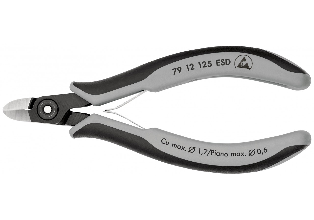 Pince coupante petit biseau renforcé 125mm - Ressort - Bi-matière - ESD - Knipex - 7912125ESD