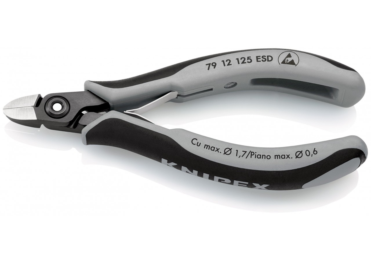 Pince coupante petit biseau renforcé 125mm - Ressort - Bi-matière - ESD - Knipex - 7912125ESD