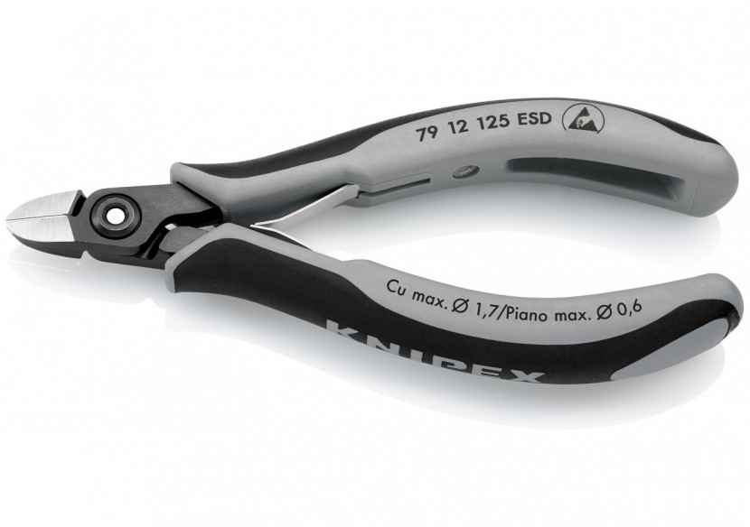 Pince coupante petit biseau renforcé 125mm - Ressort - Bi-matière - ESD - Knipex - 7912125ESD