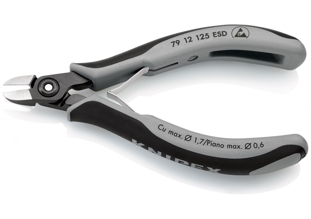 Pince coupante petit biseau renforcé 125mm - Ressort - Bi-matière - ESD - Knipex - 7912125ESD