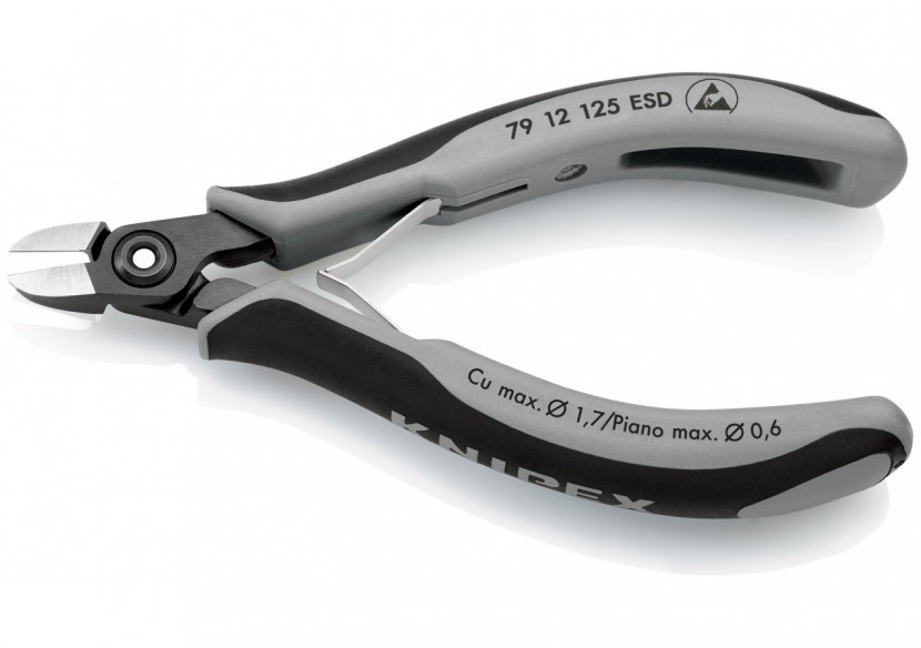 Pince coupante petit biseau renforcé 125mm - Ressort - Bi-matière - ESD - Knipex - 7912125ESD