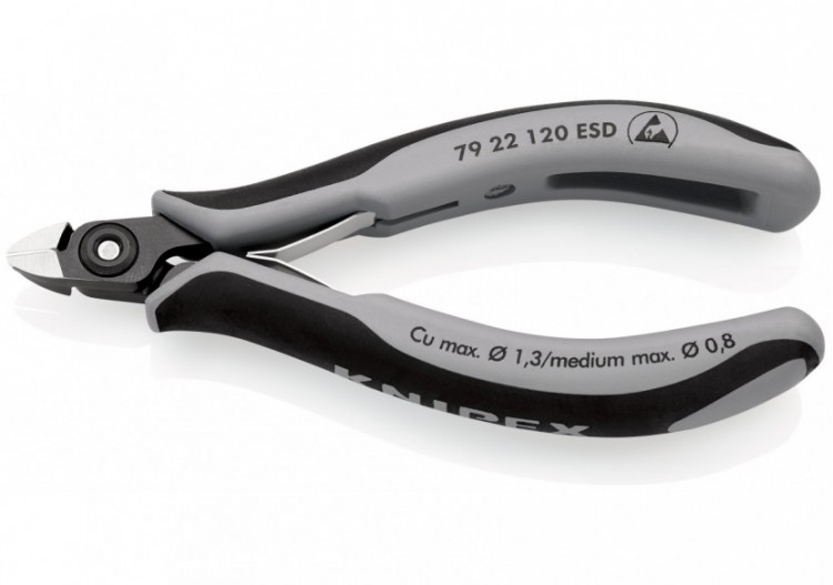 Pince coupante de précision sans biseau 120mm- Ressort - Bi-matière - ESD - Knipex - 7922120ESD 2