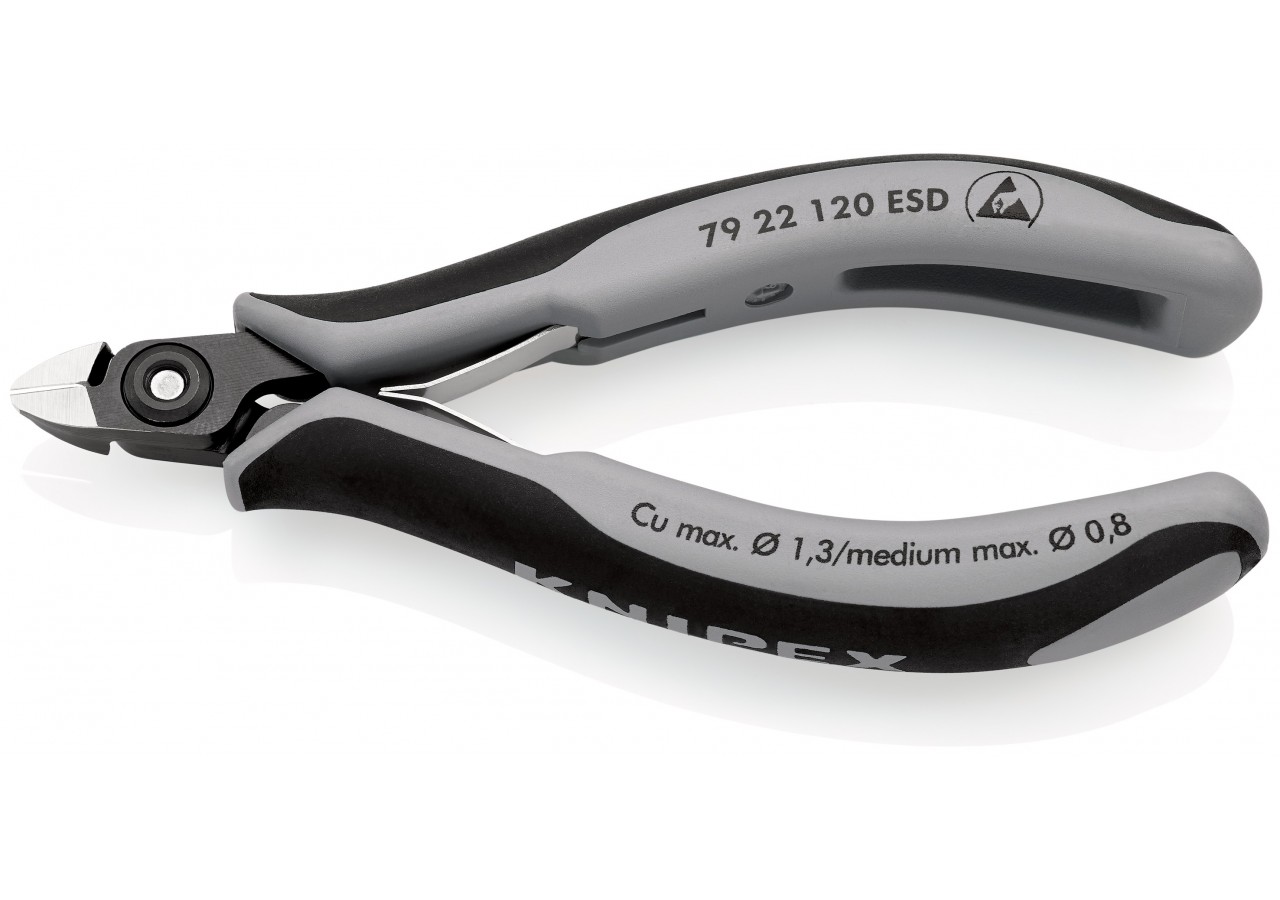 Pince coupante de précision sans biseau 120mm- Ressort - Bi-matière - ESD - Knipex - 7922120ESD