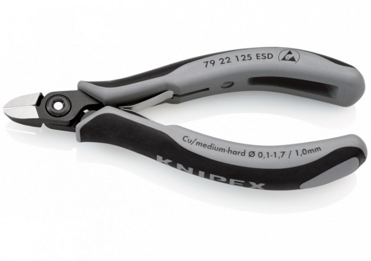 Pince coupante de précision sans biseau 125mm - Ressort - Bi-matière - ESD - Knipex - 7922125ESD 2