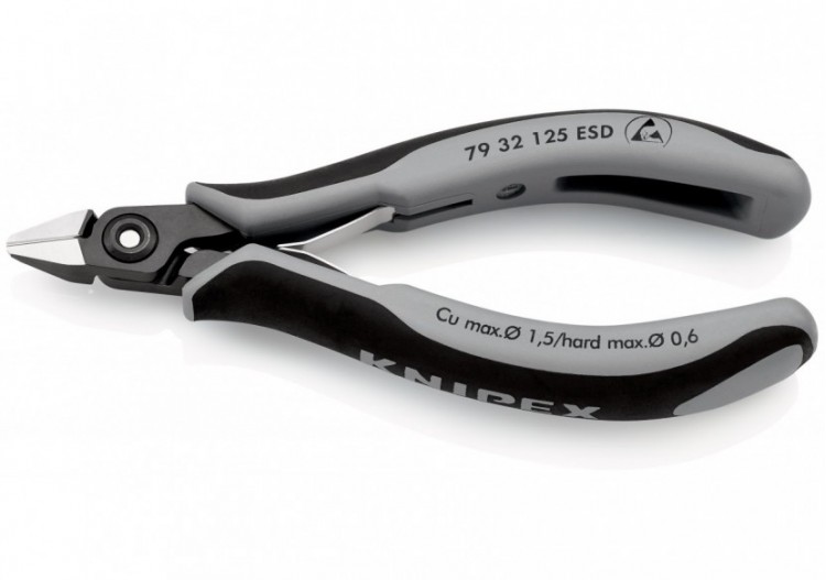 Pince coupante tête pointue petit biseau 125mm - Ressort - Bi-matière - ESD - Knipex - 7932125ESD 2