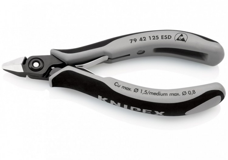 Pince coupante tête pointue sans biseau 125mm - Ressort - Bi-matière - ESD - Knipex - 7942125ESD 2