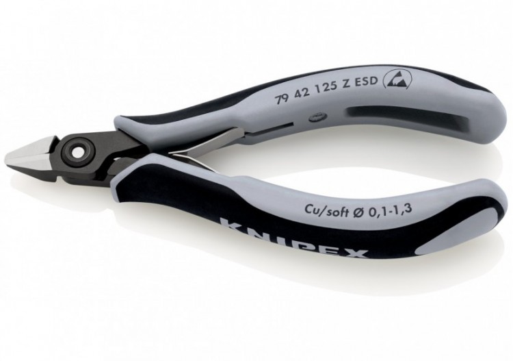 Pince coupante tête pointue coupe à ras 125mm - Ressort - Bi-matière - ESD - Knipex - 7942125ZESD 2