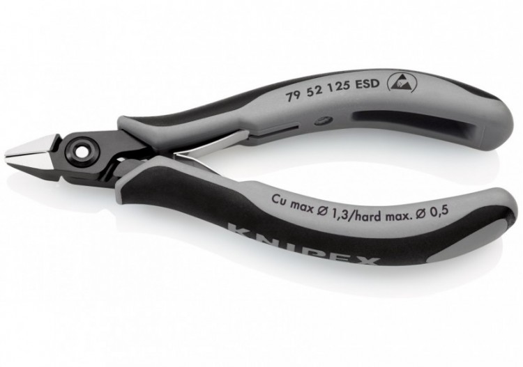 Pince coupante tête pointue petit biseau 125mm Ressort Bi-matière ESD Serre-fils - Knipex - 7952125ESD 2