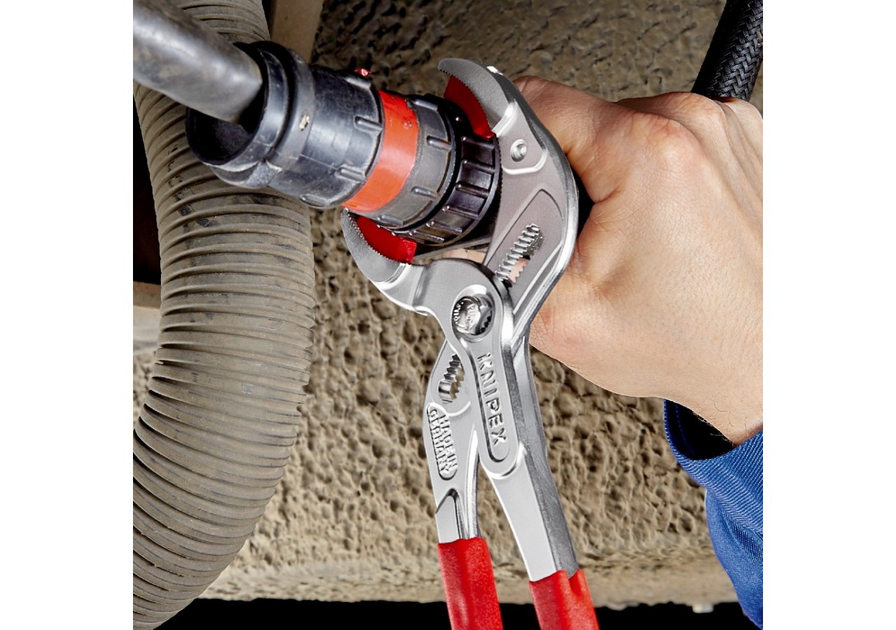 Pince pour siphons et connecteurs à becs plastique 250mm - PVC - Chromée - Knipex - 8113250