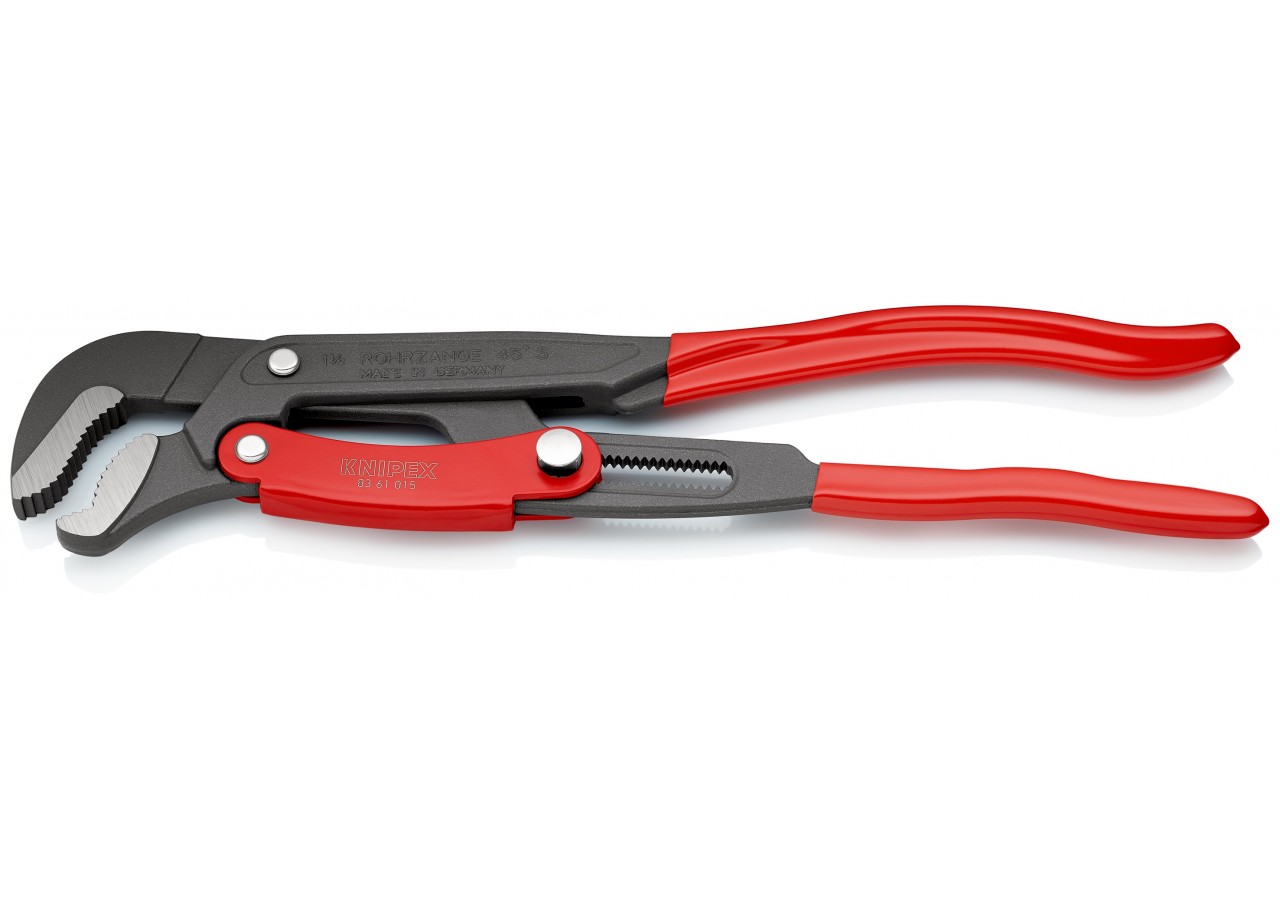 Clé serre-tubes en "S" 420mm - Gainée PVC - Réglage par bouton - Ouverture: 60mm - Knipex - 8361015