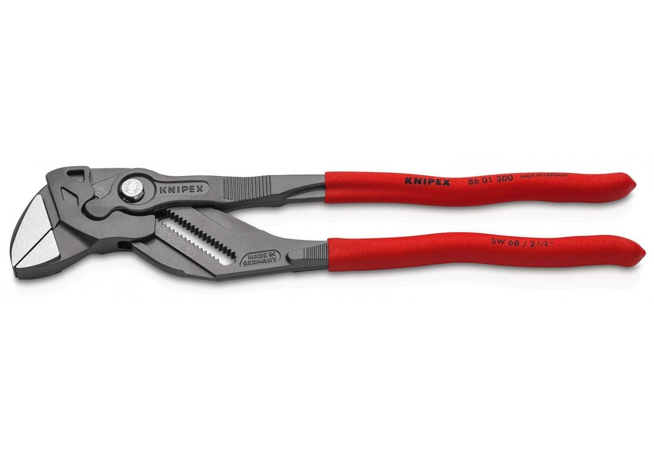 Pince-clé noire tête polie 300 mm - Gainage PVC - Capacité 68mm - Knipex - 8601300
