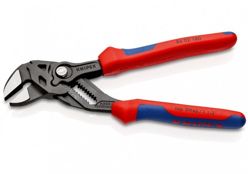 Pince-clé atramentisée noire 180mm - Bi-matière - Ouverture 40mm - SC - Knipex - 8602180