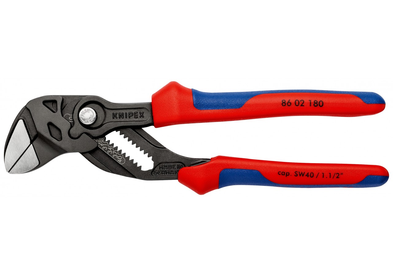 Pince-clé atramentisée noire 180mm - Bi-matière - Ouverture 40mm - SC - Knipex - 8602180