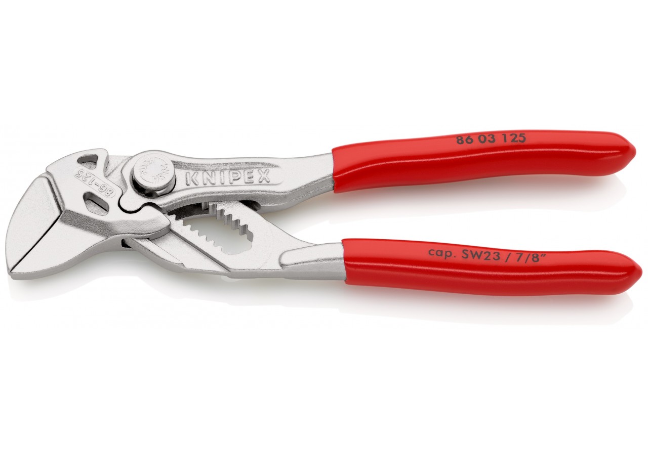 Pince-clé 125mm - Gainage PVC - Chromée - Ouverture 23mm - Knipex - 8603125
