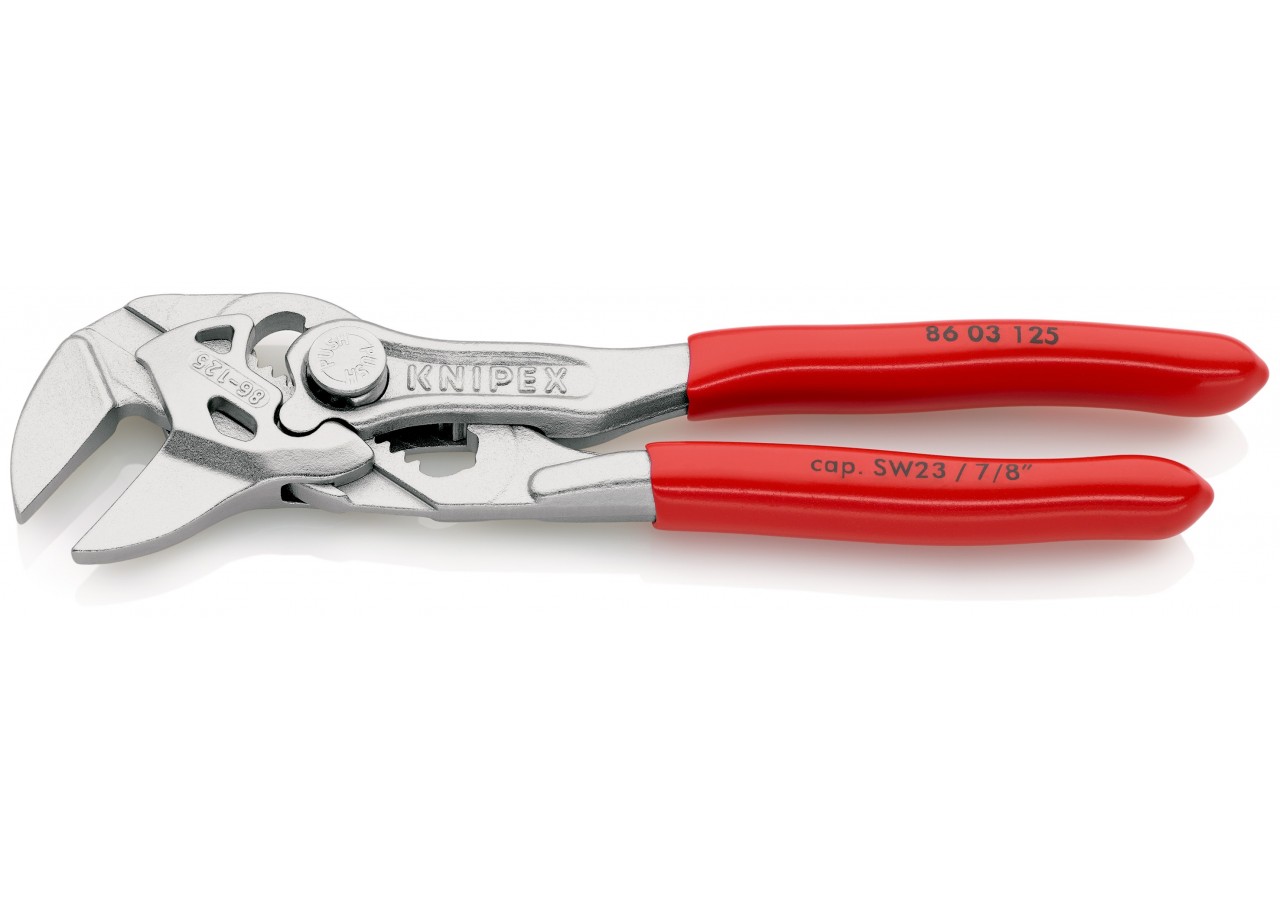 Pince-clé 125mm - Gainage PVC - Chromée - Ouverture 23mm - Knipex - 8603125