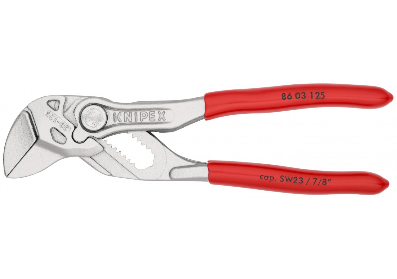 Pince-clé 125mm - Gainage PVC - Chromée - Ouverture 23mm - Knipex - 8603125