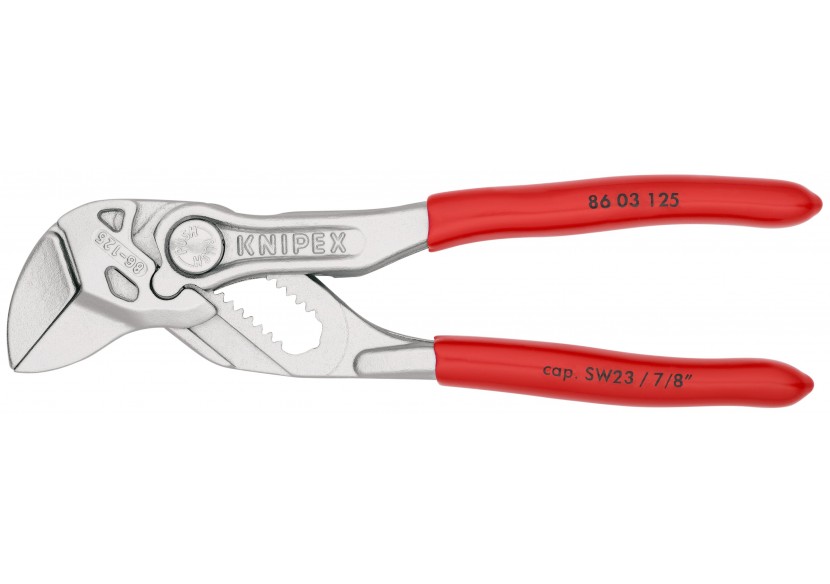 Pince-clé 125mm - Gainage PVC - Chromée - Ouverture 23mm - Knipex - 8603125 Pince-clé 125mm - Gainage PVC - Chromée - Ouverture 23mm - Knipex - 8603125