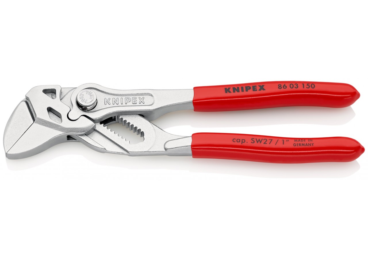 Pince-clé 150mm - Gainage PVC - Chromée - Ouverture 27mm - Knipex - 8603150