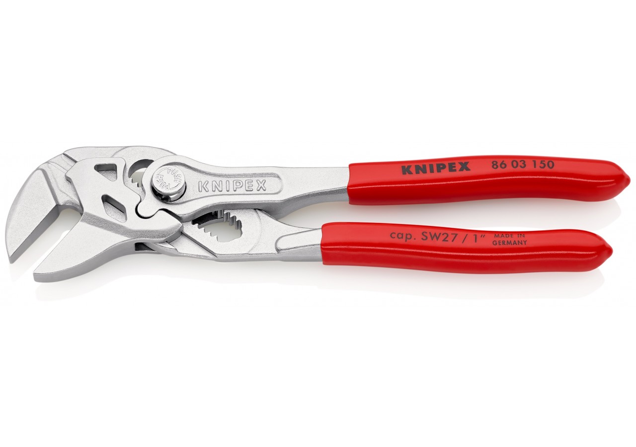 Pince-clé 150mm - Gainage PVC - Chromée - Ouverture 27mm - Knipex - 8603150