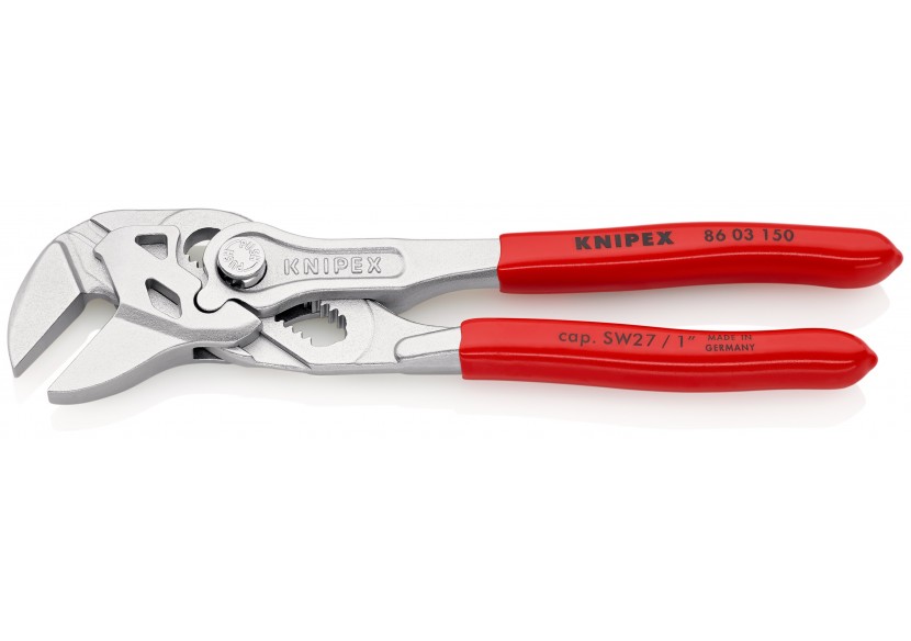 Pince-clé 150mm - Gainage PVC - Chromée - Ouverture 27mm - Knipex - 8603150 Pince-clé 150mm - Gainage PVC - Chromée - Ouverture 27mm - Knipex - 8603150