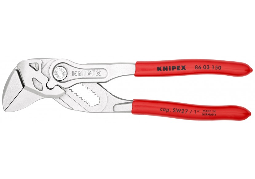 Pince-clé 150mm - Gainage PVC - Chromée - Ouverture 27mm - Knipex - 8603150 Pince-clé 150mm - Gainage PVC - Chromée - Ouverture 27mm - Knipex - 8603150