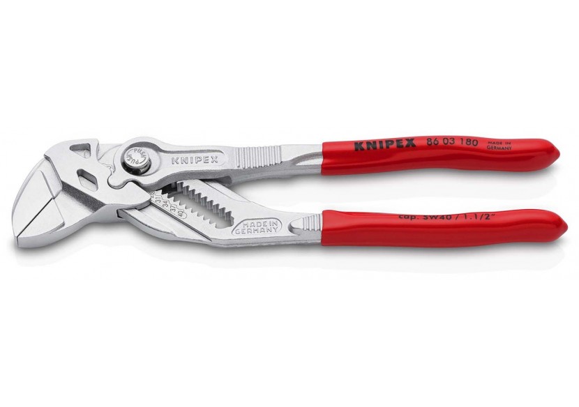 Pince-clé 180mm - Gainage PVC - Chromée - Capacité 40mm - Knipex - 8603180