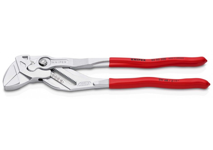 Pince-clé 300mm - Gainage PVC - Chromée - Ouverture 68mm - Knipex - 8603300