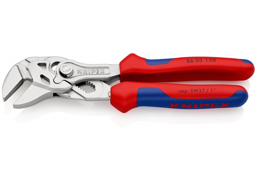 Pince-clé 150mm - Bi-matière - Chromée - Ouverture 27mm - Knipex - 8605150