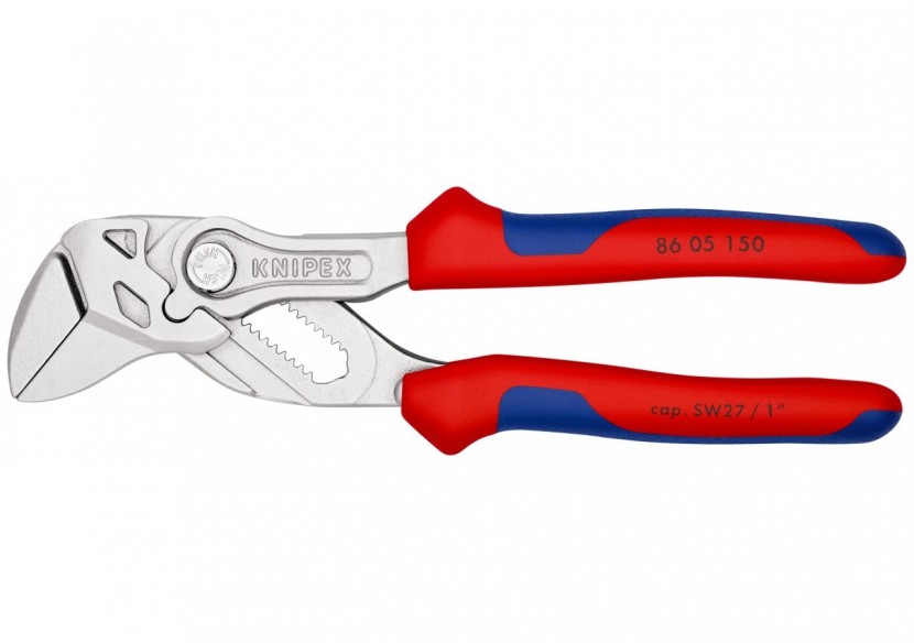 Pince-clé 150mm - Bi-matière - Chromée - Ouverture 27mm - Knipex - 8605150
