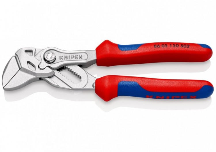 Pince-clé 150mm - Bi-matière - Chromée - Mâchoires striées - Ouverture 40mm - SC - Knipex - 8605150S02