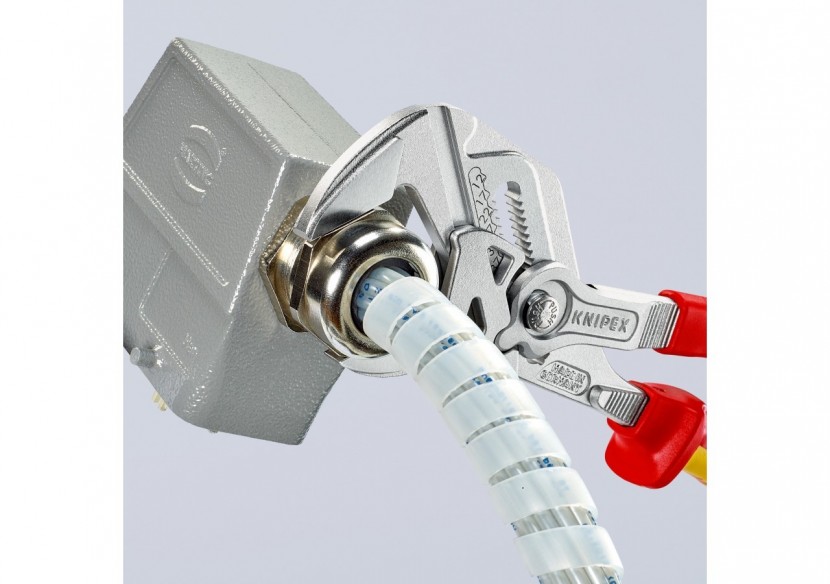 Pince-clé 250mm - Gainage bi-matière - Chromée - Isolée 1000V - Knipex - 8606250