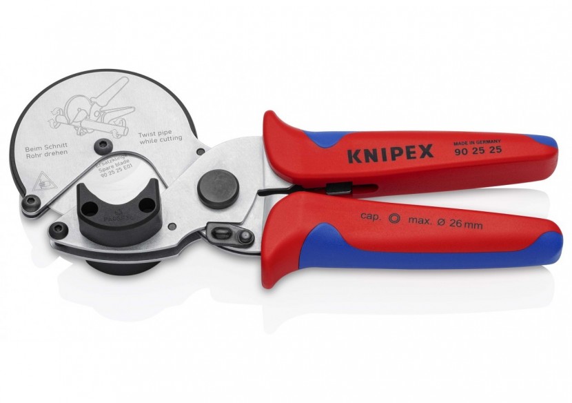Coupe-tubes multicouches / PE - Ø 26mm max - sans déformation grâce à sa molette - Knipex - 902525