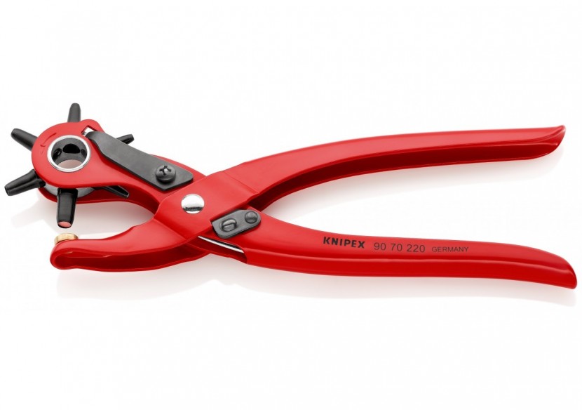 Pince emporte-pièces revolver - 220mm - 6 buses interchangeables - Knipex - 9070220 Pince emporte-pièces revolver - 220mm - 6 buses interchangeables - Knipex - 9070220