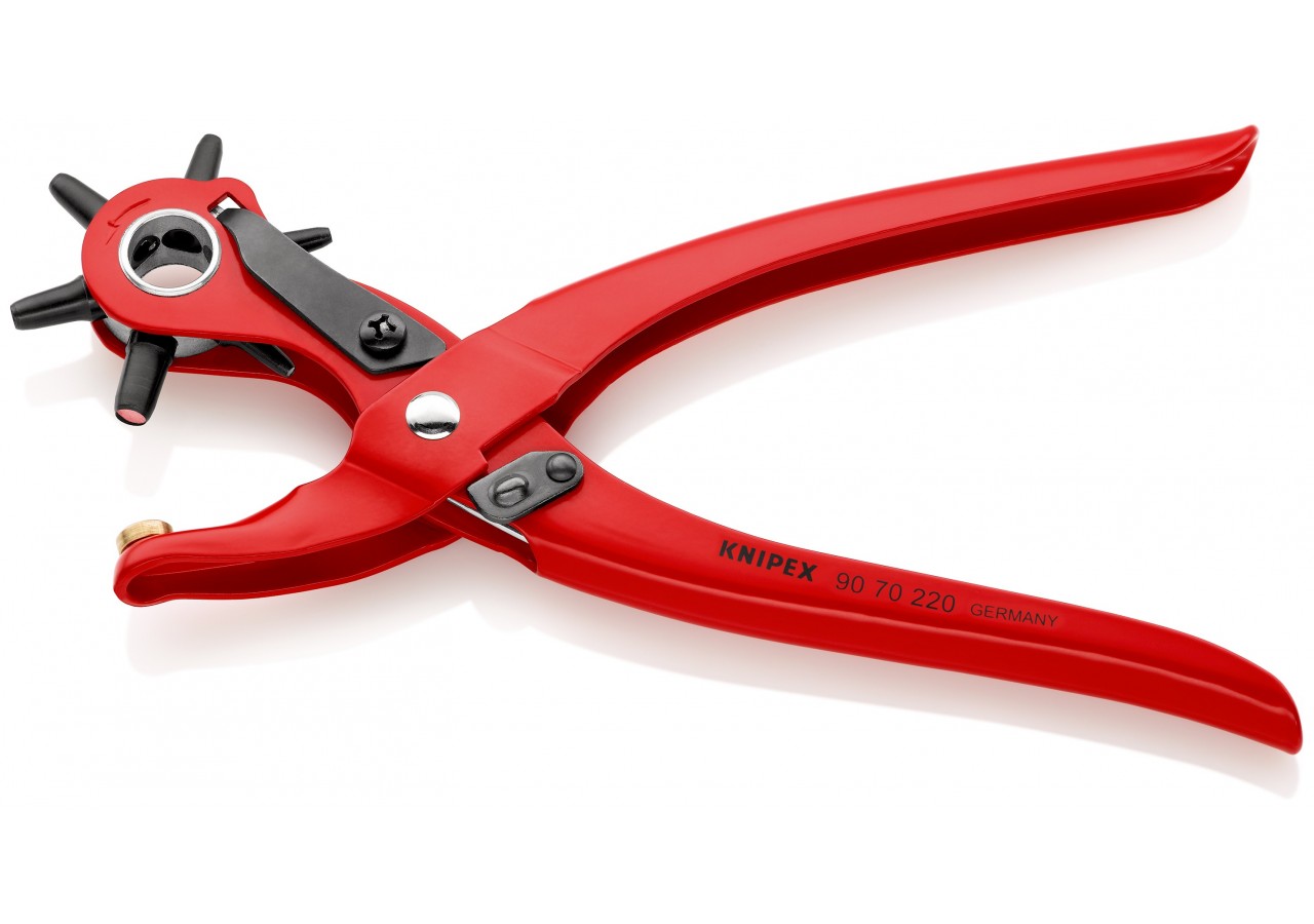 Pince emporte-pièces revolver - 220mm - 6 buses interchangeables - Knipex - 9070220