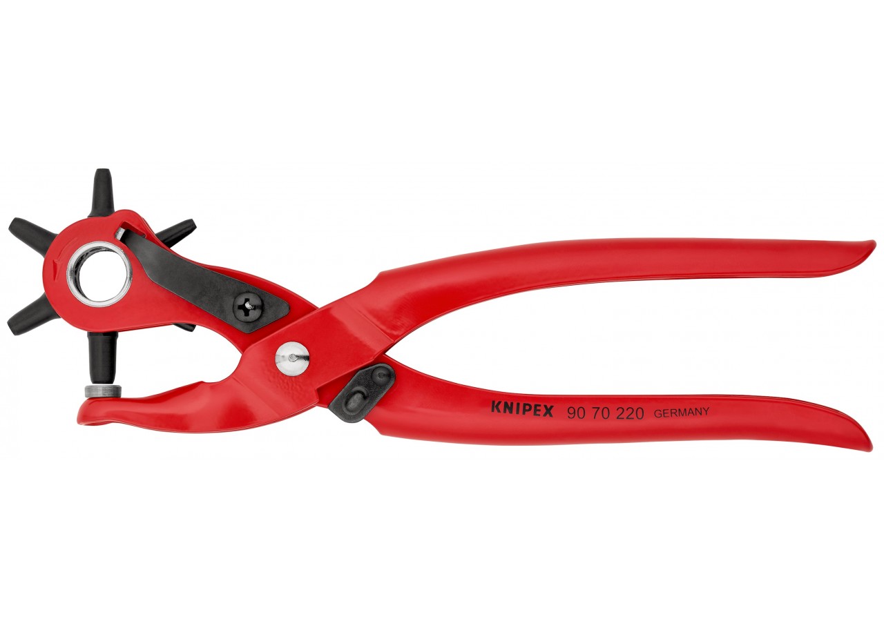 Pince emporte-pièces revolver - 220mm - 6 buses interchangeables - Knipex - 9070220