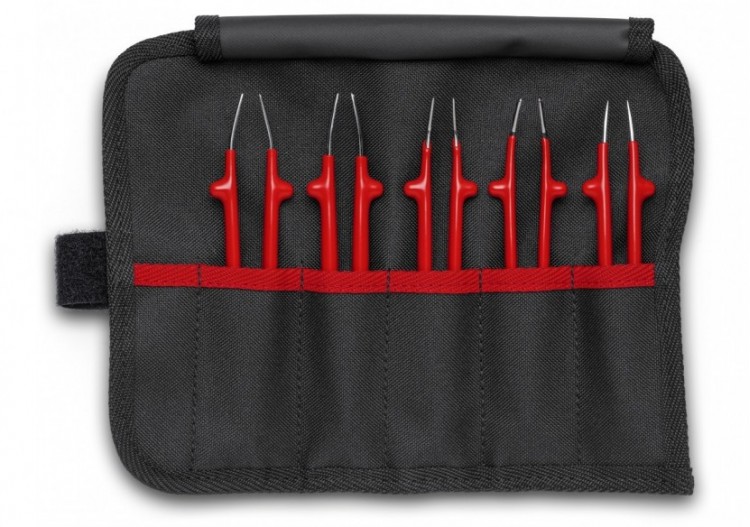 Lot de 5 pinces brucelles isolées 1000V en trousse tissu - Knipex - 920004