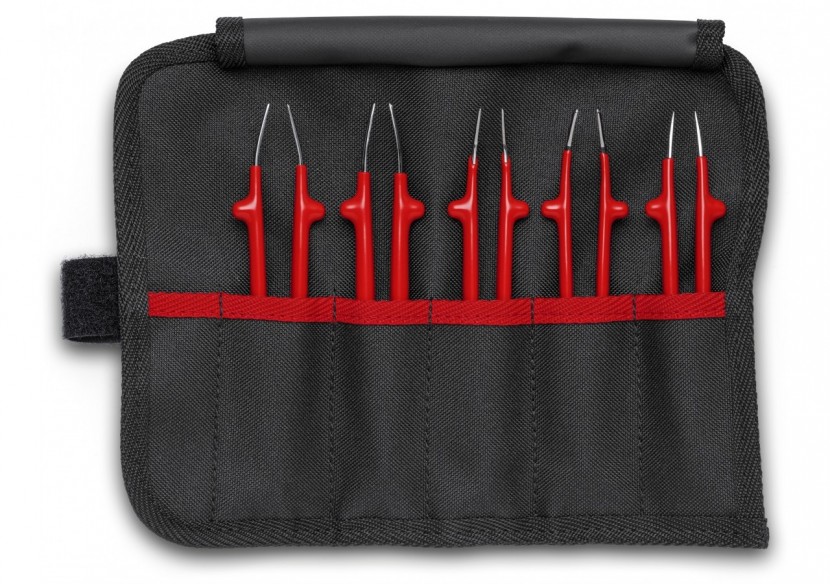 Lot de 5 pinces brucelles isolées 1000V en trousse tissu - Knipex - 920004